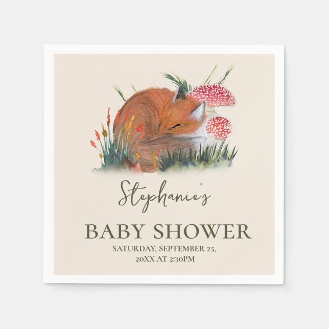 Woodland Fall Baby Dusche | HÜTTE Serviette (Vorderseite)