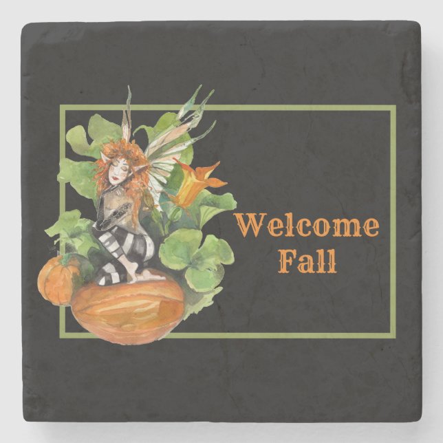 Woodland Fall Harvest Elf Steinuntersetzer (Vorderseite)
