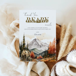 Woodland Fall Mountain Bär Baby Shower Sehr Viel Dankeskarte