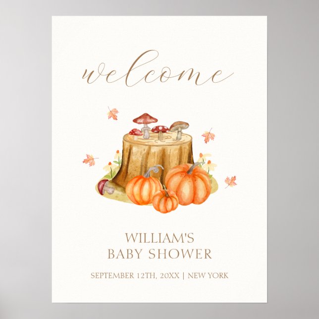 Woodland Fall Pumpkin Mushroom Kinderdusche Willko Poster (Vorne)
