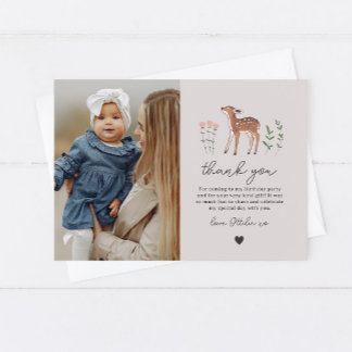 Woodland Fawn Blume Foto Danke Karte