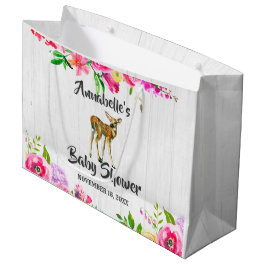 Woodland Fawn Deer Watercolor Floral Baby Dusche Große Geschenktüte