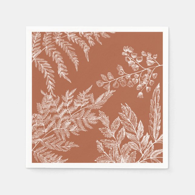 Woodland Fern Botanisches Hochzeitspapier Napkin Serviette (Vorderseite)