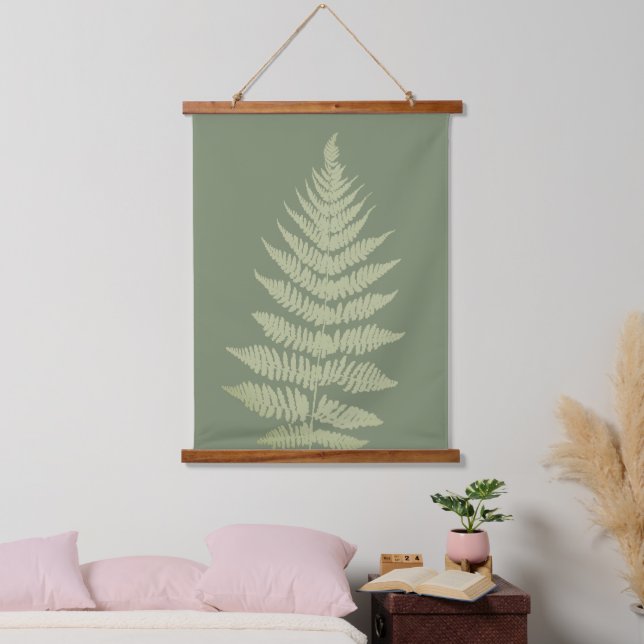 Woodland Fern hinterlässt kundenspezifische Hinter Wandteppich Mit Holzrahmen (Schlafzimmer)