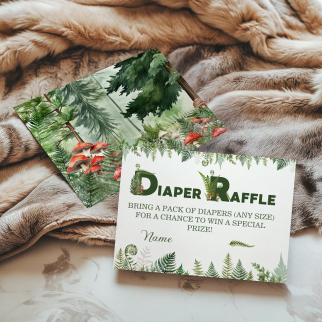 Woodland Fern & Mushroom Diaper Raffle Forest Begleitkarte (Von Creator hochgeladen)