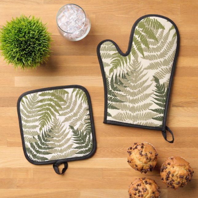 Woodland Ferns  Ofenhandschuh & Topflappen-Set (Oben Unten)