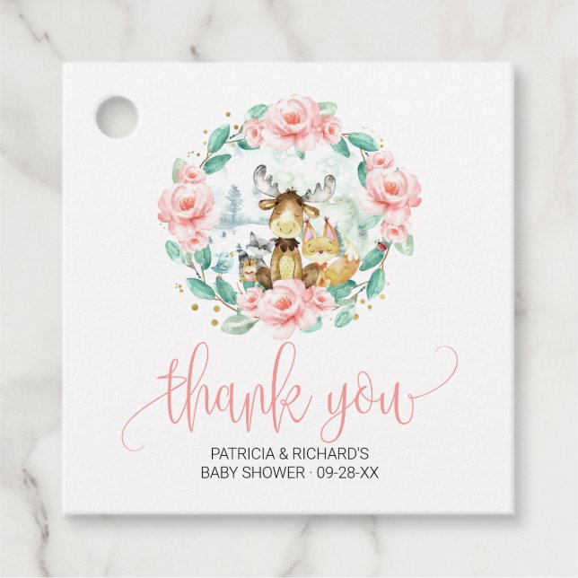 Woodland Floral Greenerenery Kinderdusche Vielen D Geschenkanhänger (Vorderseite)