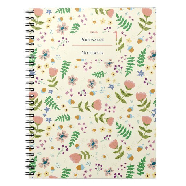 Woodland Floral Personalisiertes Notebook Notizblock (Vorderseite)