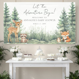Woodland Forest Animals Adventure Baby Shower Banner