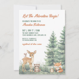 Woodland Forest Animals Adventure Baby Shower Einladung