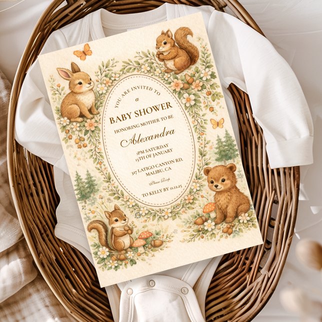 Woodland Forest Animals Baby Shower Einladung (Von Creator hochgeladen)