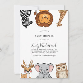 Woodland Forest Animals Baby Shower Einladung