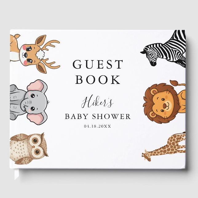 Woodland Forest Animals Baby Shower Gästebuch (Vorderseite)