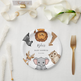 Woodland Forest Animals Baby Shower Pappteller