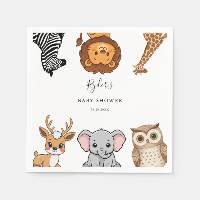 Woodland Forest Animals Baby Shower Serviette (Vorderseite)