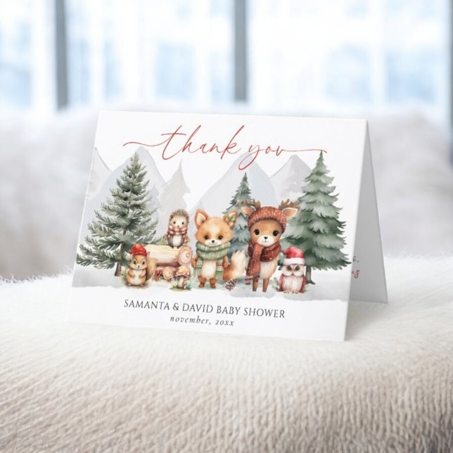 Woodland Forest Animals Kinderdusche Danke Karte (Von Creator hochgeladen)