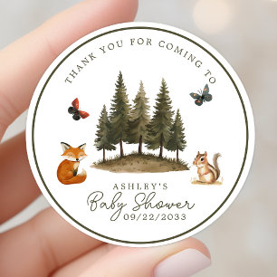Woodland Forest Animals Kinderdusche Danke Runder Aufkleber