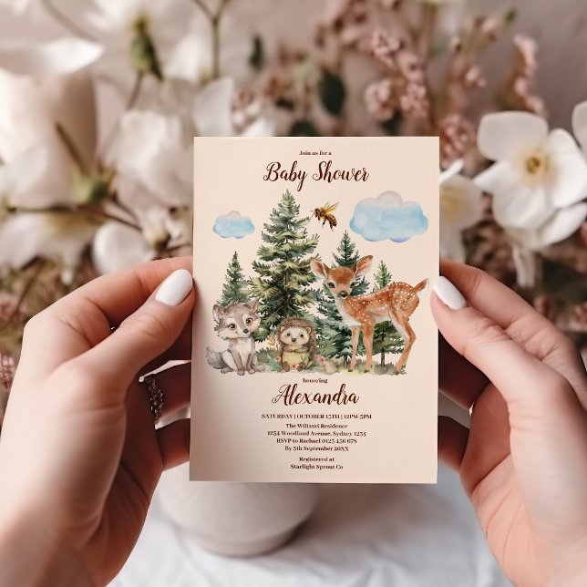 Woodland Forest Animals Kinderdusche Einladung (Von Creator hochgeladen)