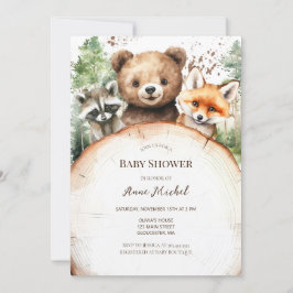 Woodland Forest Animals Kinderdusche Einladung