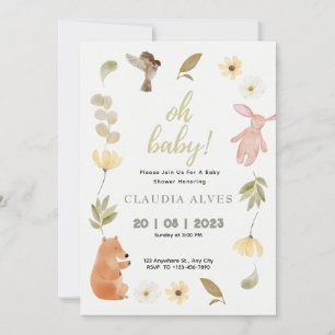Woodland Forest Animals Kinderdusche Einladung