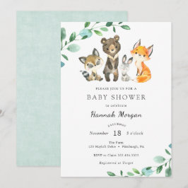 Woodland Forest Animals Kinderdusche Einladung
