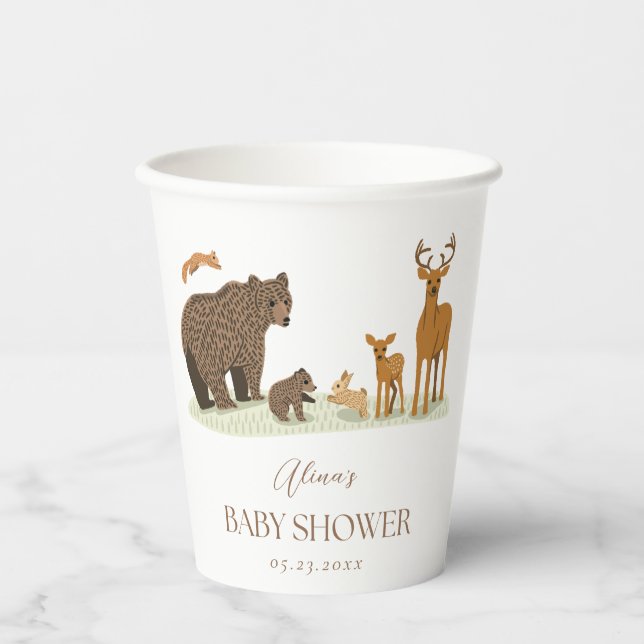 Woodland Forest Animals Kinderdusche Pappbecher (Vorderseite)