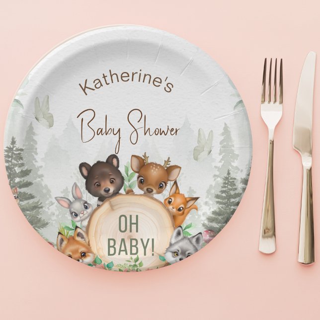 Woodland Forest Animals Kinderdusche Pappteller (Von Creator hochgeladen)