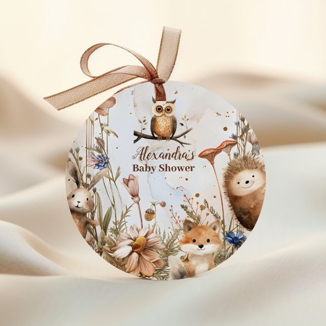 Woodland Forest Animals Kinderdusche Runder Aufkleber (Von Creator hochgeladen)