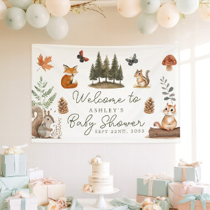 Woodland Forest Animals Kinderdusche Willkommen Banner