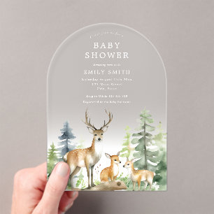 Woodland Forest Baby Dusche Acryleinladungen