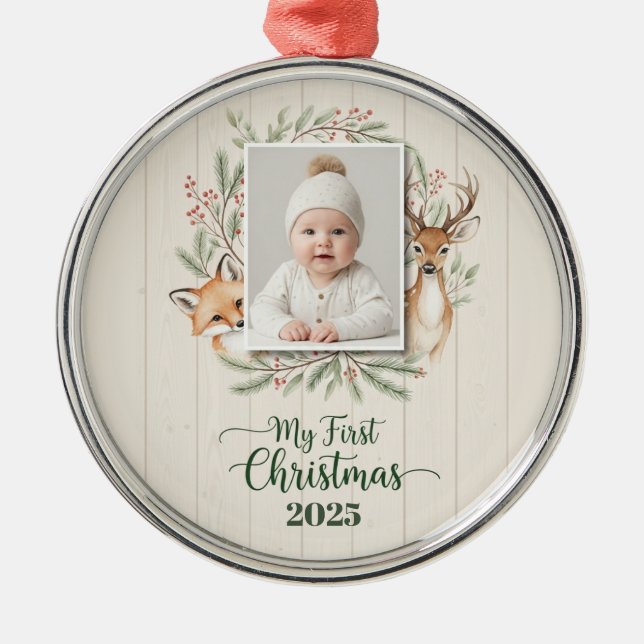 Woodland Forest Baby’s First Christmas Ornament  (Vorne)