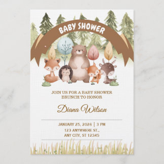 Woodland Forest Baby Shower Invite Einladung