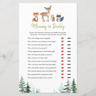 Woodland Forest Baby Shower Mommy oder Daddy Game