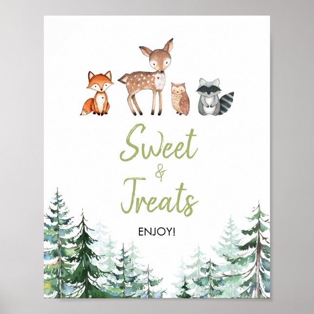 Woodland Forest Baby Shower Sweet Leckereien Unter Poster (Vorne)