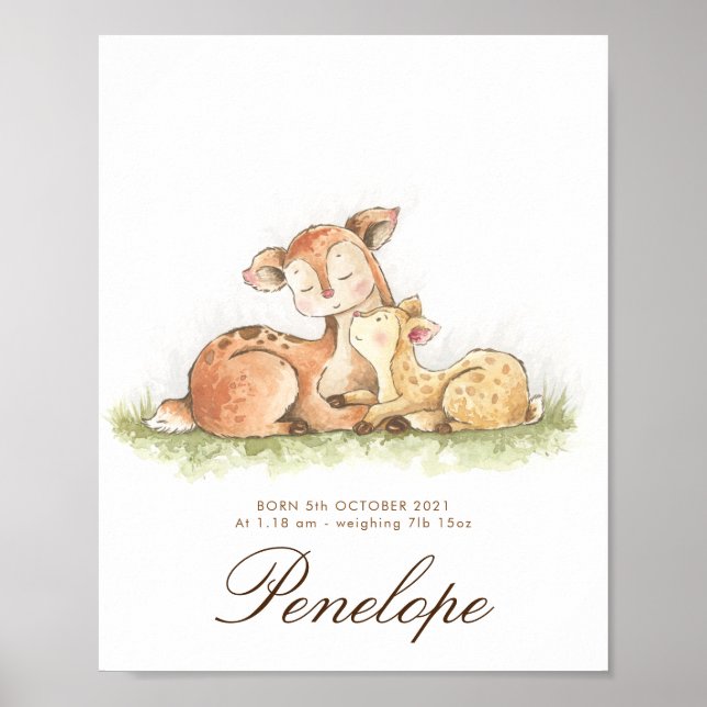 Woodland Forest Babynzeichen Kinderzimmer art Poster (Vorne)
