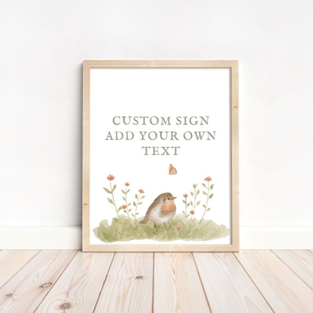 Woodland Forest Bird Baby Dusche Custom Text Poster (Von Creator hochgeladen)