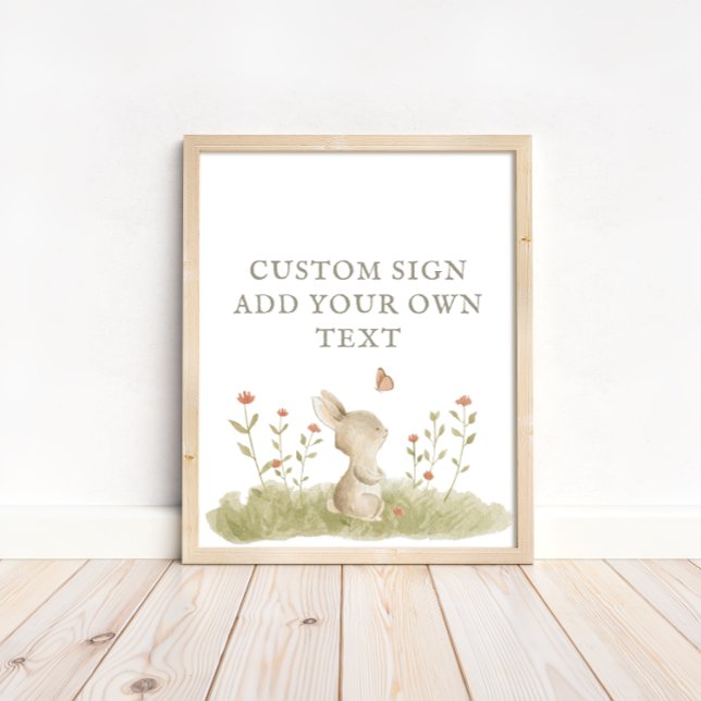 Woodland Forest Bunny Baby Dusche Custom Text Poster (Von Creator hochgeladen)