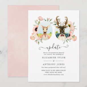 Woodland Forest Deer Boho Funny Wedding Update Einladung