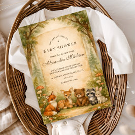 Woodland Forest Friends Baby Shower Einladung