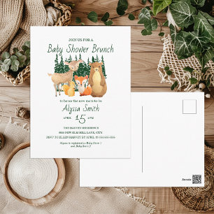 Woodland Forest Friends Babydusche Brunch Postkarte