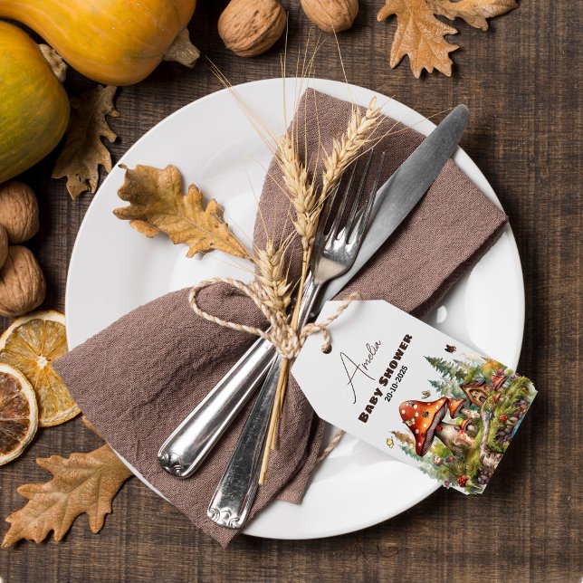 Woodland Forest Mushroom Baby Showdown Danke Geschenkanhänger (Von Creator hochgeladen)