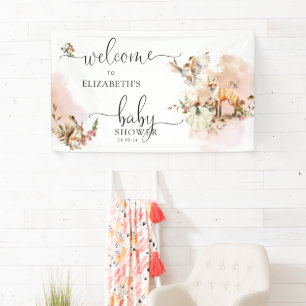 Woodland Forest Pumpkin Fall Baby Dusche Willkomme Banner