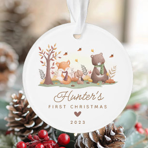 Woodland Foto Baby's First Christmas Ornament