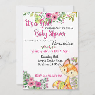 Woodland Fox Baby Dusche Einladung