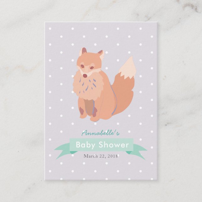 Woodland Fox Baby Shower Advice Card für Mami Begleitkarte (Vorderseite)