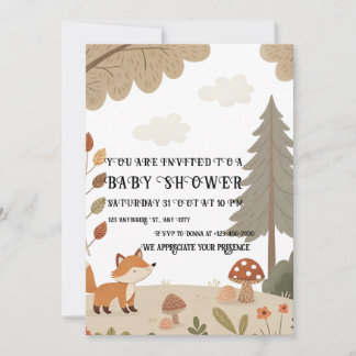 Woodland Fox Baby Shower Invitation Einladung
