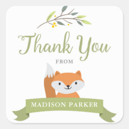 Woodland Fox Babydusche Danke Stickers