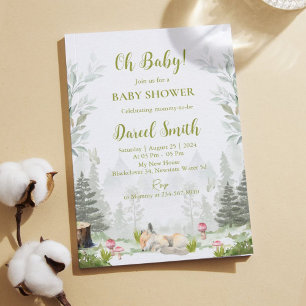 Woodland Fox Babydusche Editierbare Einladung