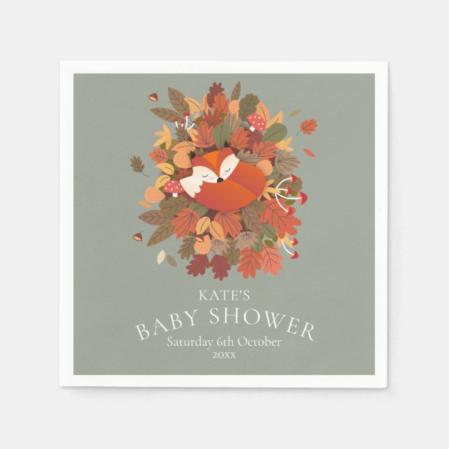 Woodland Fox Cub Kinderdusche / Sprinkle Serviette (Vorderseite)