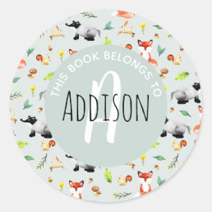 Woodland Fox Dieses Buch gehört dem Buchzeichen de Runder Aufkleber